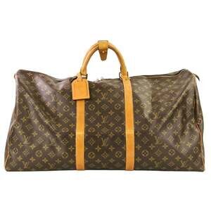 LOUIS VUITTON Brown Monogram Keepall 60 Boston Bag